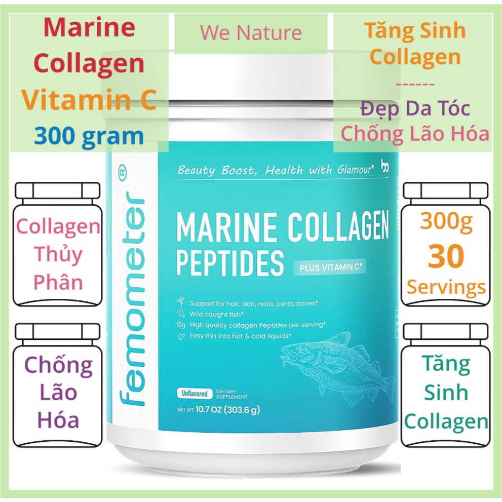 Marine Collagen + Vitamin C - Căng Mọng Da - Femometer - Bột Marine Collagen Bột Collagen - Tốt Hơn CodeAge Code Age