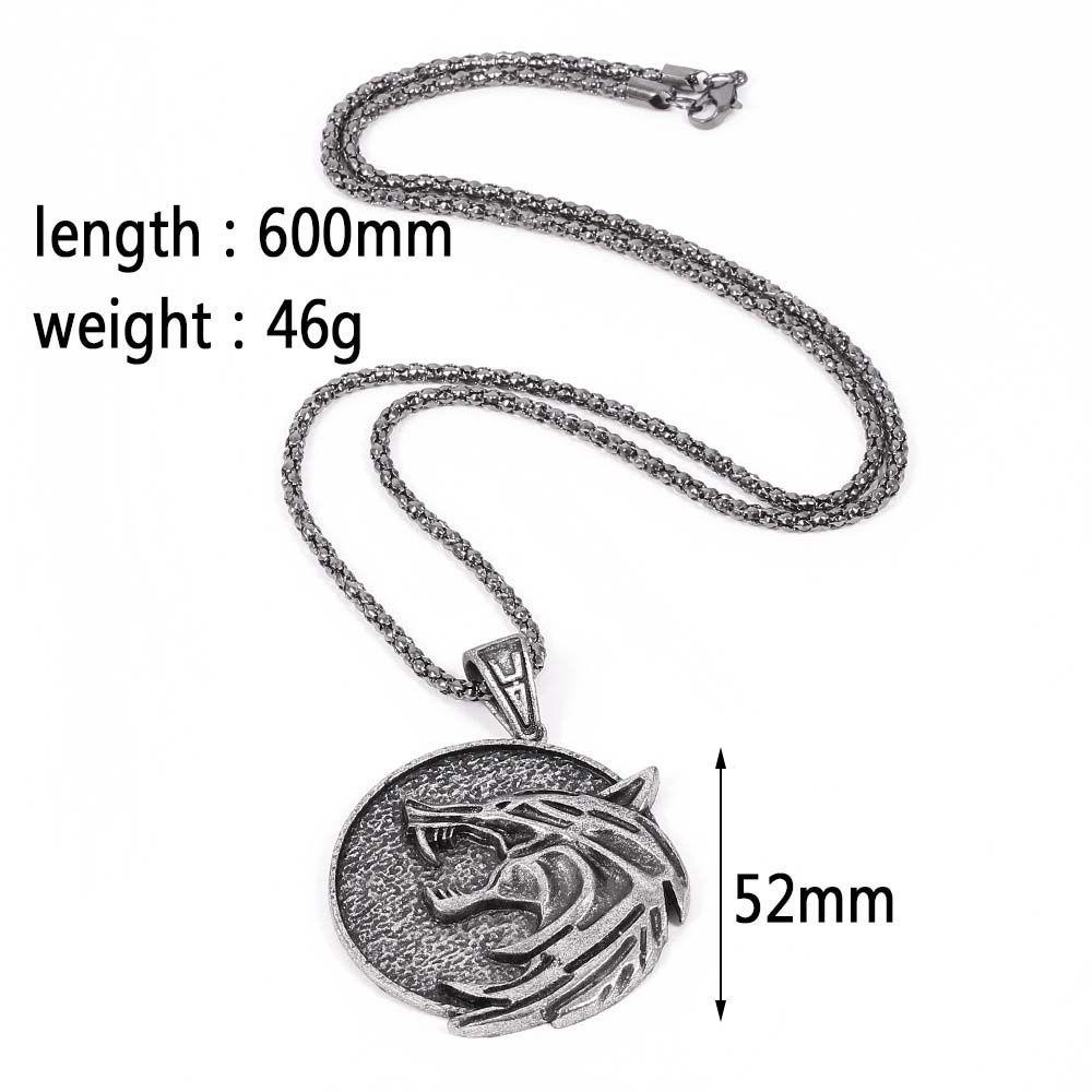 Vòng cổ Mặt Tròn Hình Sói Phong Cách Hàn Quốc Cho Nam 3