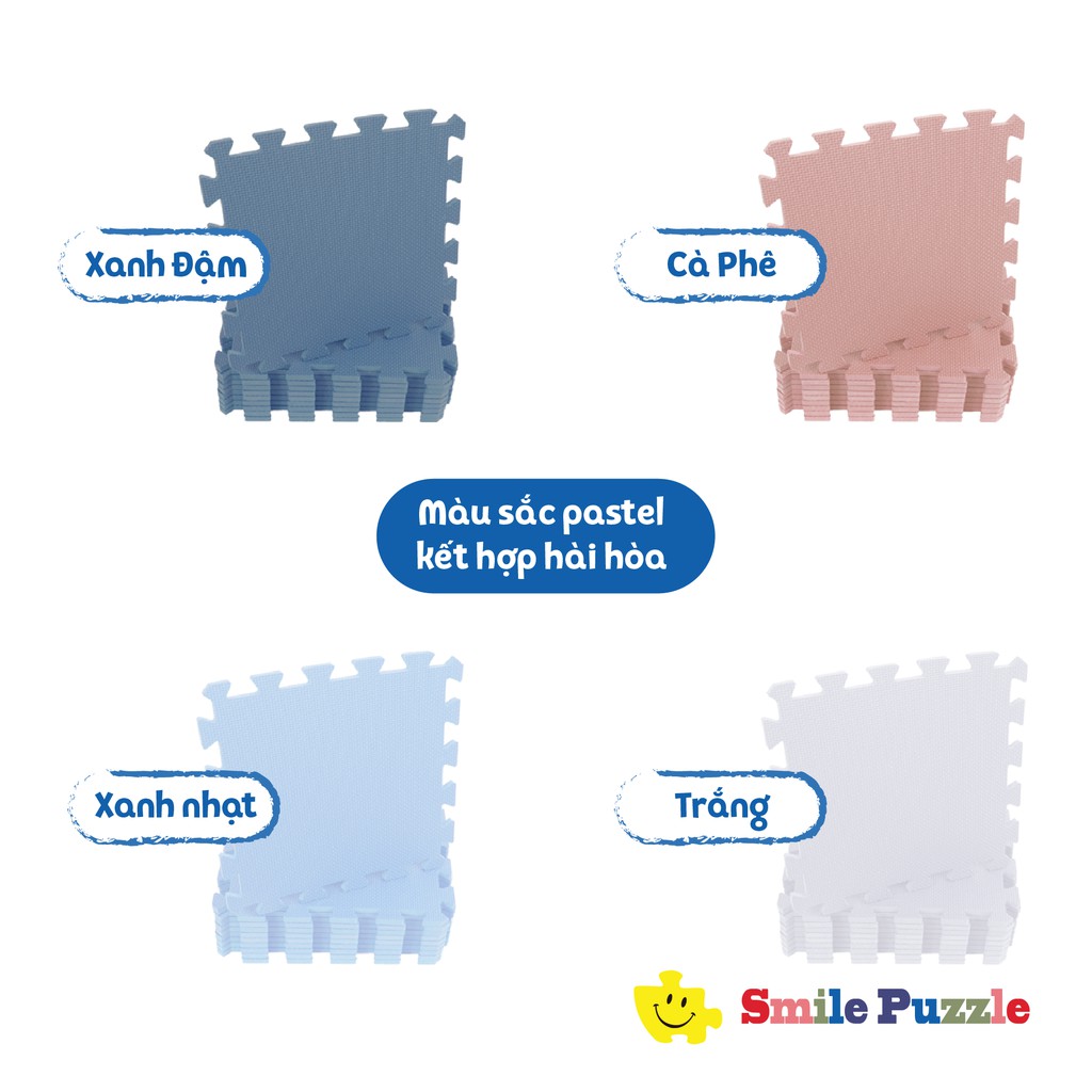 THẢM XỐP CHO BÉ SMILE PUZZLE - ĐƠN MÀU PASTEL  - KHÔNG MÙI - TIÊU CHUẨN CHÂU ÂU