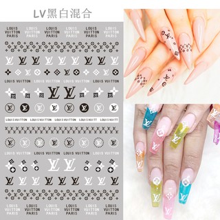 Yalayee [Miếng Dán Móng Tay] の LV Bốn Màu Vàng Bạc Đen Trắng Làm Móng Tay Miếng Dán Móng Tay Chống Thấm Nước Có Thể Lột