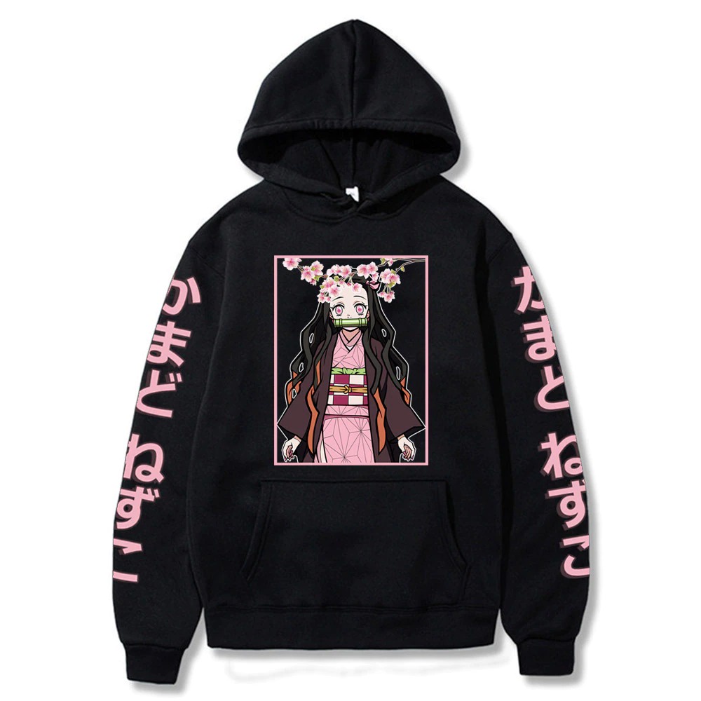 Anime Demon Slayer Khoác Hoodie Kamado Nezuko Kimetsu Không Yaiba Dạo Phố Áo Nỉ Hoodie Quá Khổ Ấm Cúng