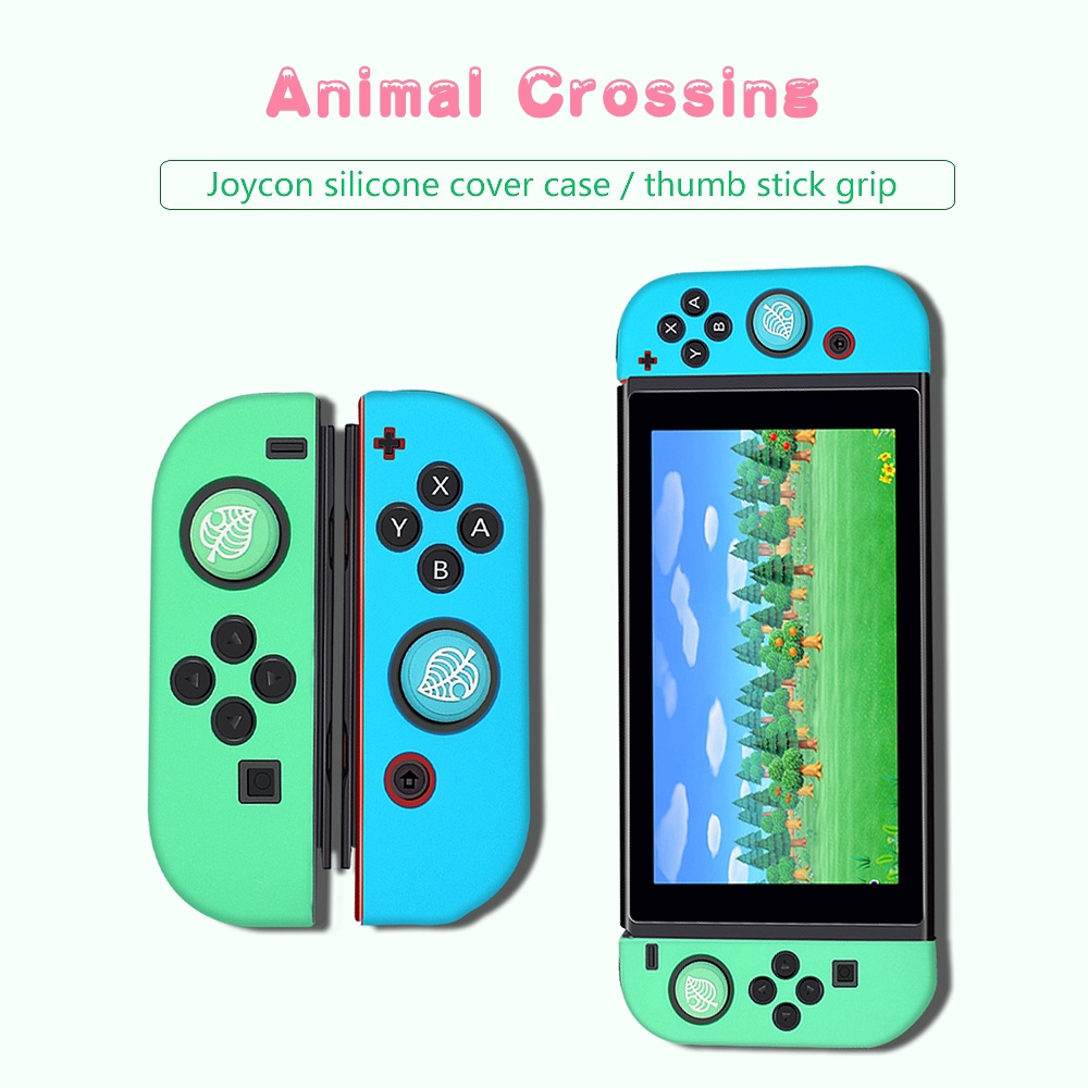 Vỏ bọc bằng silicone cho máy chơi game Nintendo Switch Joy-con kèm bọc nút hình lá