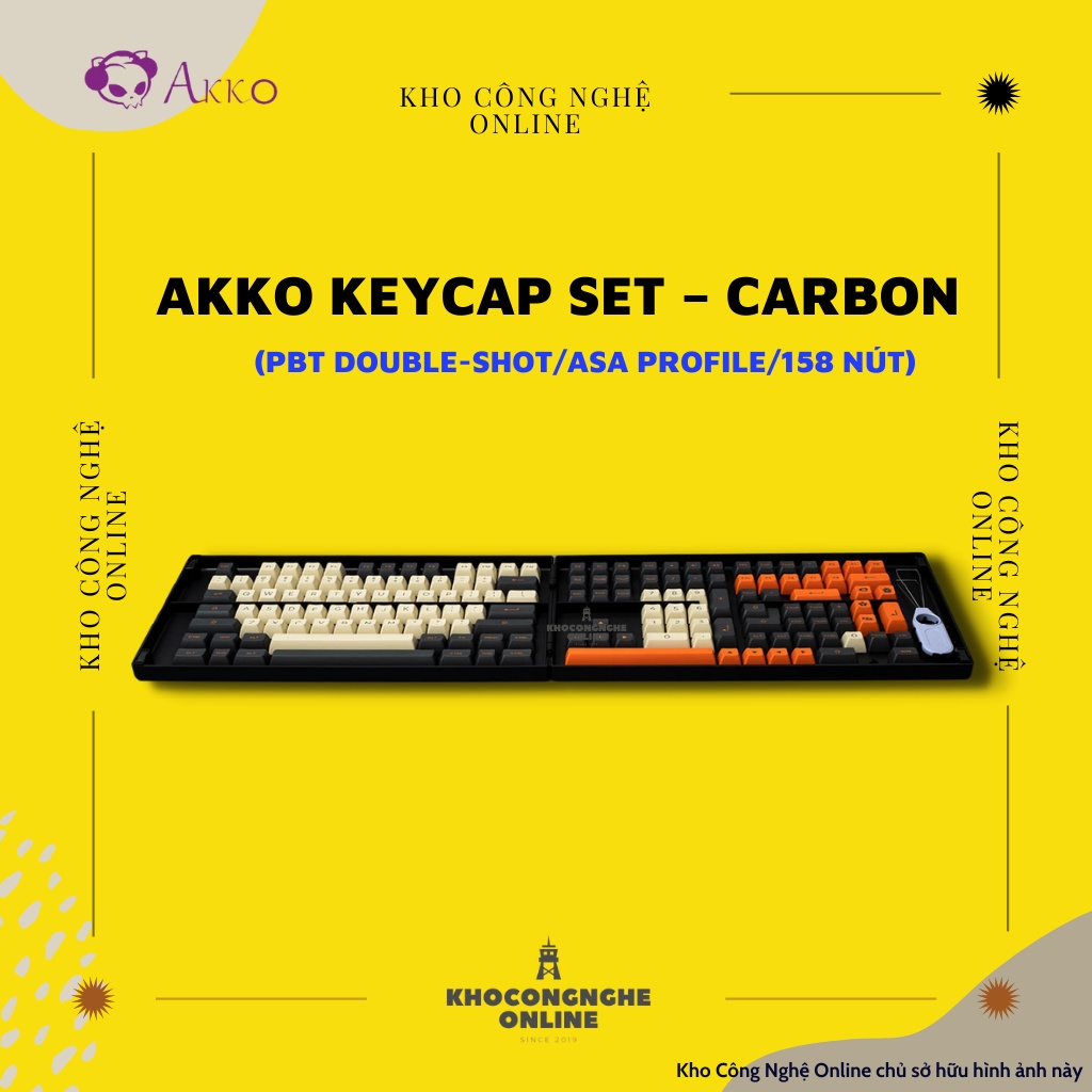 AKKO Keycap set – Carbon Retro (PBT Double-Shot/ASA profile/158 nút)