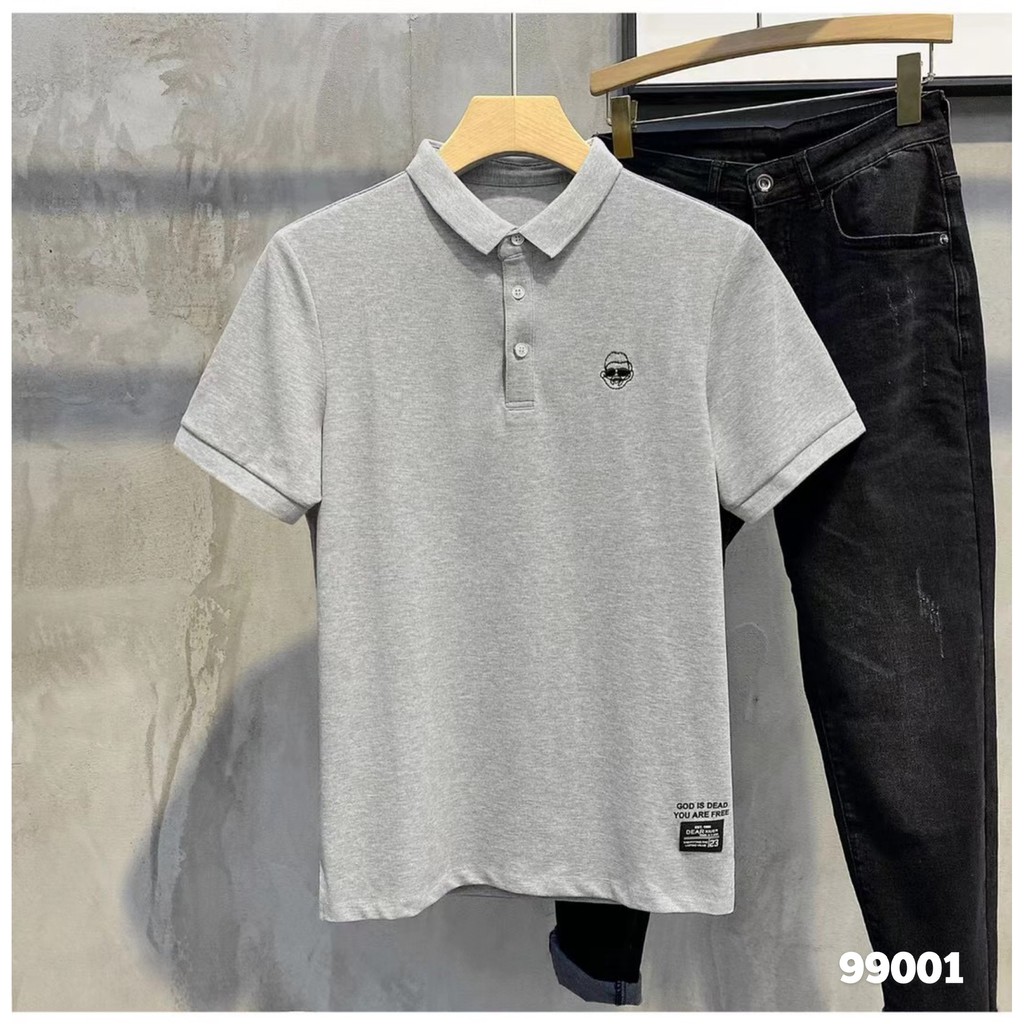 Áo Thun Nam Có Cổ, Áo Phông Polo Nam Tay Ngắn thêu hình mặt 99001