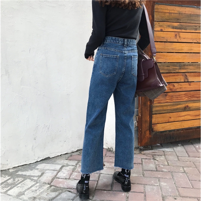 Quần dài ống suông lưng cao thời trang Hàn Quốc cho nữ size S-5XL