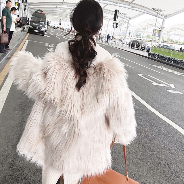 Áo lông vũ nhân tạo dáng dài