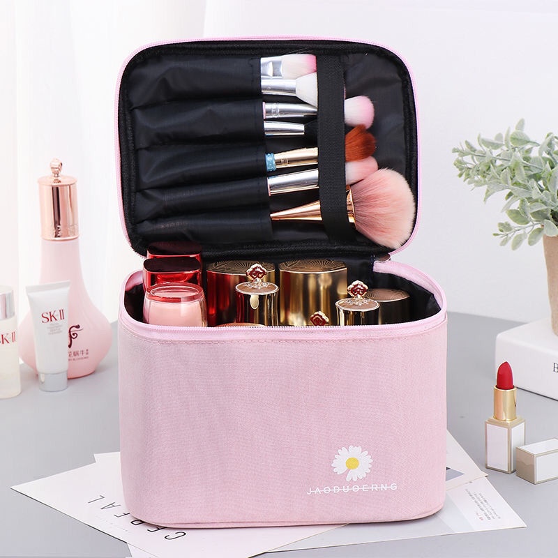 Túi Đựng Mỹ Phẩm Chuyên Nghiệp Hoa Cúc - Cốp Vải Đựng Dụng Cụ Trang Điểm Chia Ngăn Molangshop