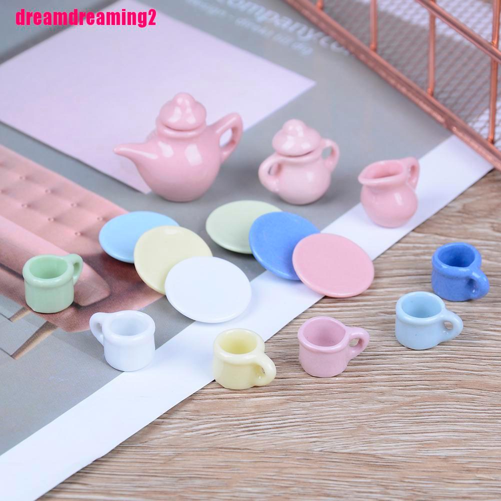 Bộ 15 Ấm Trà Mini Tỉ Lệ 1: 1 Dùng Để Trang Trí Nhà Búp Bê