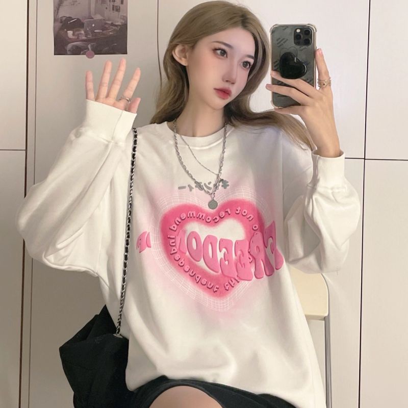 Jiashucheng Áo Sweatshirt Có Mũ Trùm Đầu Tay Dài In Chữ Feel Love Phong Cách Ngọt Ngào Thời Trang Mùa Thu Cho Nữ