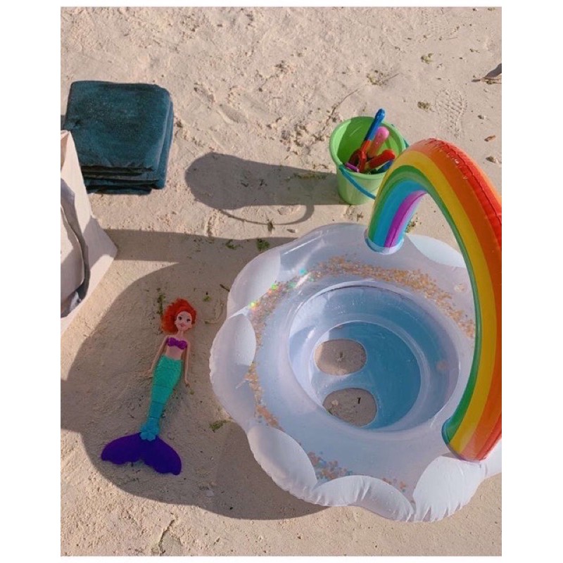 Phao Bơi Mây Cầu Vồng Chống Lật An Toàn Cho Bé 0-4 Tuổi Kèm Bơm Tay