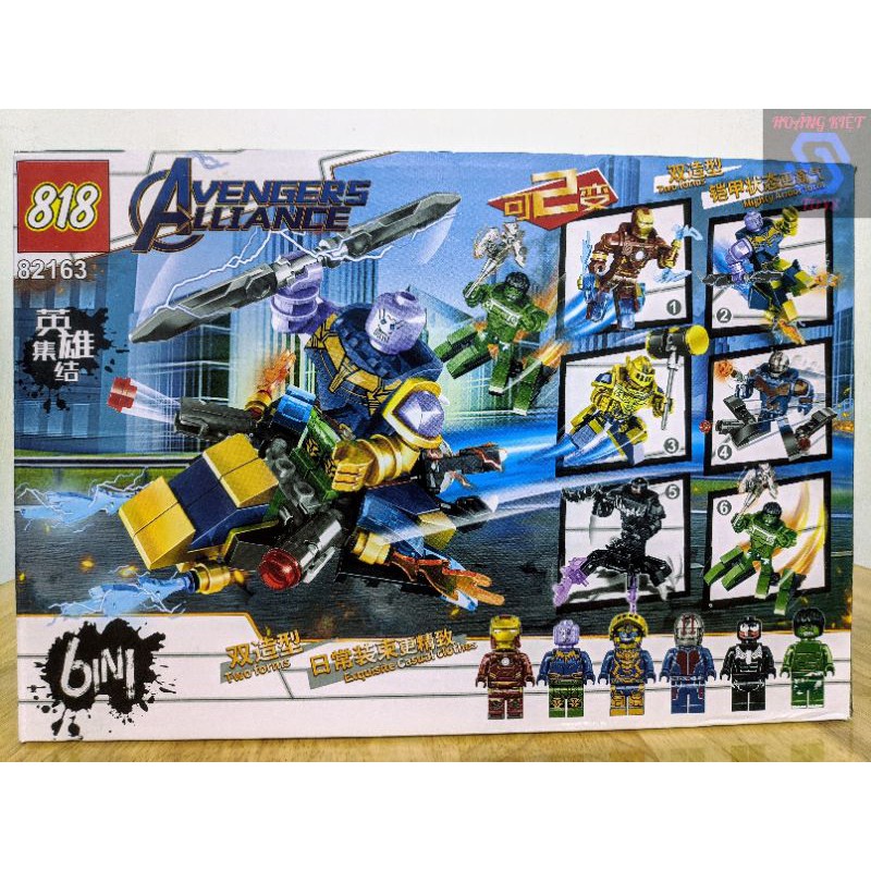Đồ chơi Lego Minifigure Super Heroes Avengers 6in1 Iron man/Hulkbuster,Thanos(movie/comics),Ant man,Hulk,Venom 818 82163