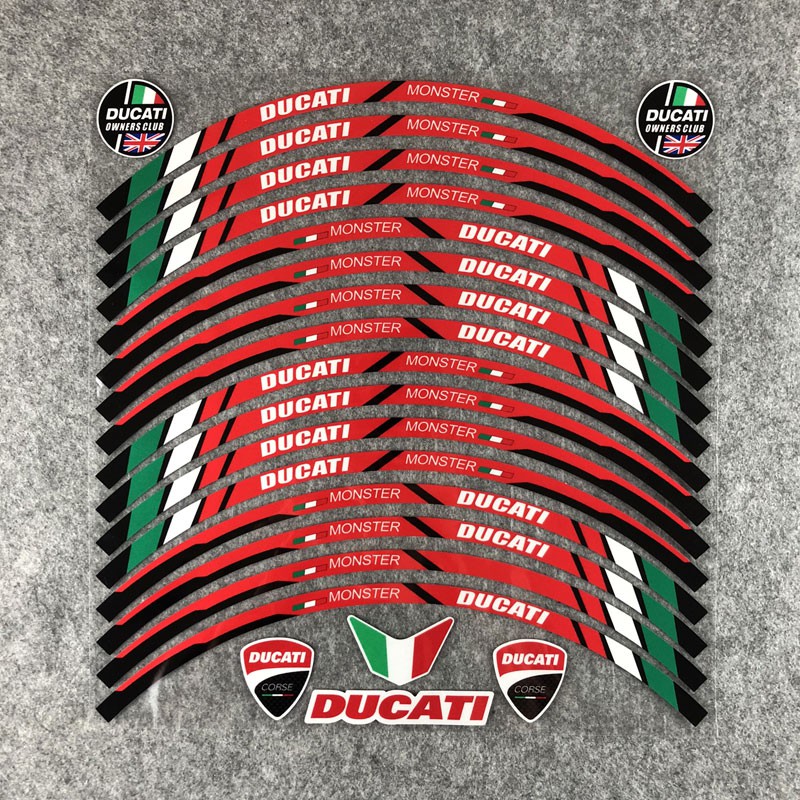 Sticker Phản Quang 17" Dán Trang Trí Viền Bánh Xe Mô Tô Ducati MONSTER M400 600 620 750 750IE 900