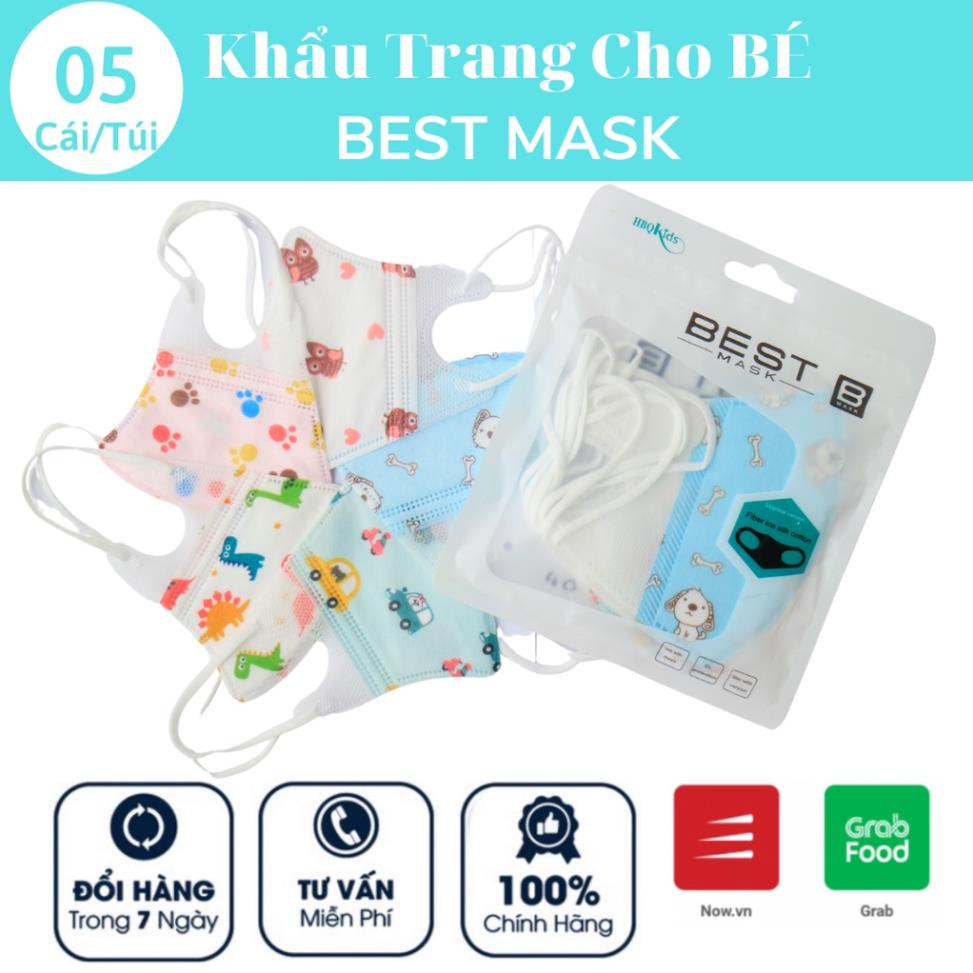 Khẩu Trang Y Tế Cho Bé Hàng Cao Cấp B.e.s.t M.a.s.k - Made In Việt Nam (vỉ 5 Chiếc) LyPeo Fashion BB