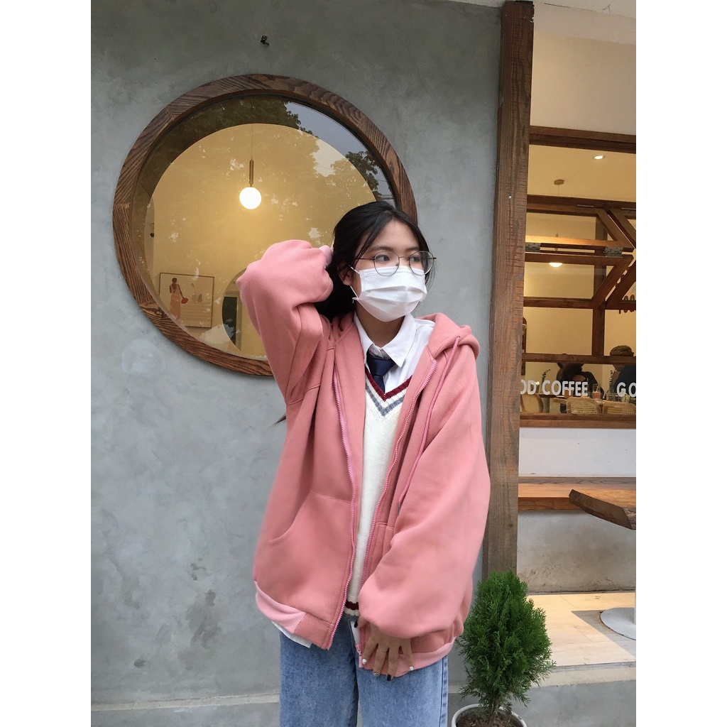 Áo khoác hoodie zip Áo khoác nam nữ, áo hoodie khoá kéo nỉ bông form rộng, tay phồng cho nam nữ | BigBuy360 - bigbuy360.vn