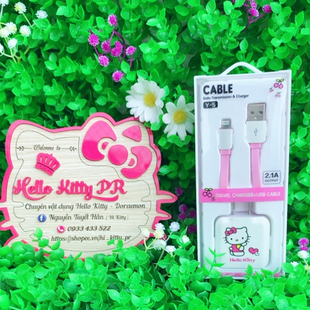 Cục sạc kép tặng kèm dây sạc iphone/ipad/android HELLO KITTY