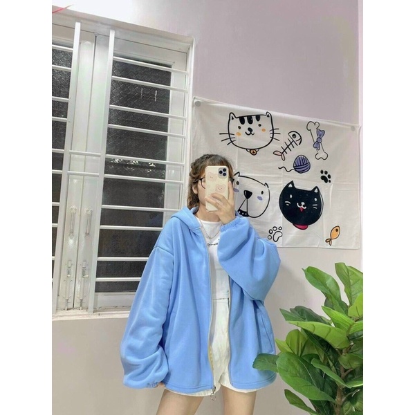 Áo HOODIE UNIEX đủ màu có dây kéo chất nỉ bông mịn dễ mặc