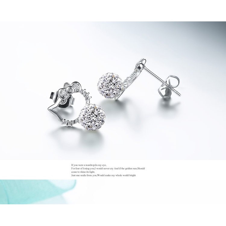 Hello kitty Đôi Bông Tai Mạ Bạch Kim Hình Mèo kitty