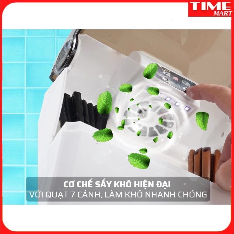 Ống Đũa Sấy Khử Trùng Bằng Tia UV Hiệu Quả Lên Đến 99%, 3 Ngăn Lưu Trữ Rộng Rãi Phù Hợp Với Gia Đình 3-6 Người[TIME-MART