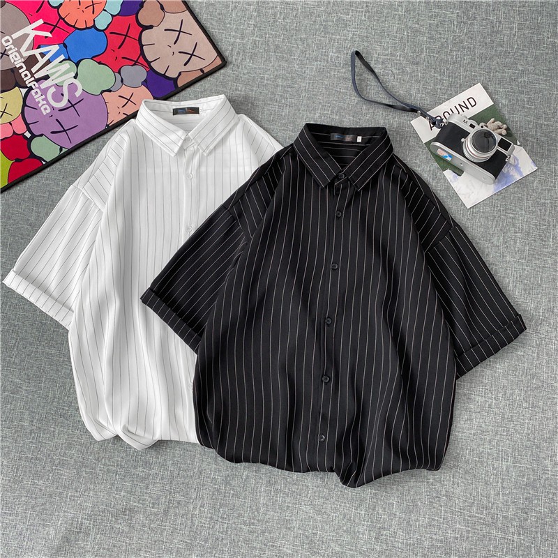 2 Colors Men's Short Sleeve Striped Shirt (M-3Xl)