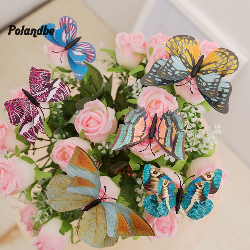 12 miếng dán tường 3D hình bươm bướm phát quang dễ thương