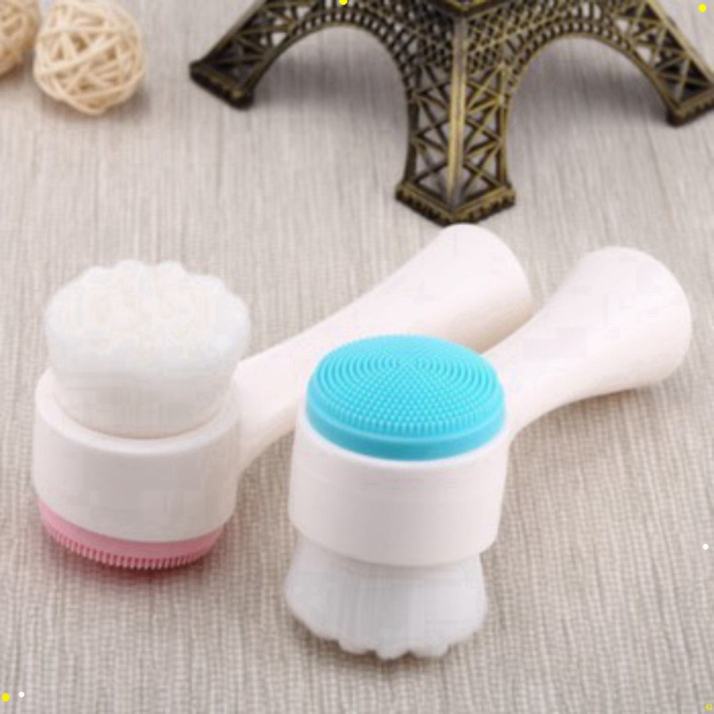 Cọ rửa mặt massage 2 đầu silicon an toàn cho da