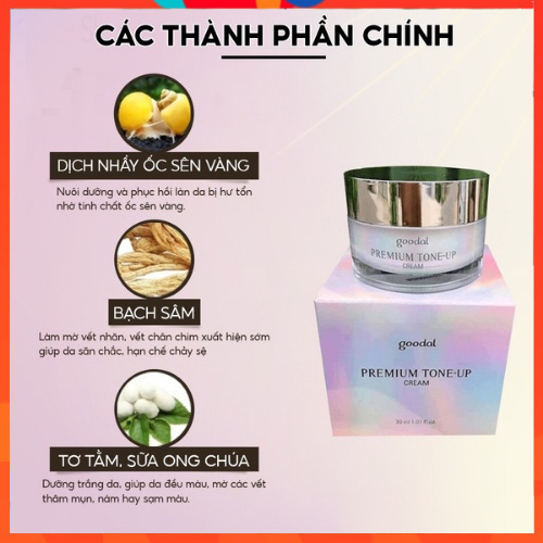 Kem Dưỡng Trắng Da Ốc Sên GOODAL ⚡⚡ Premium Snail Tone-Up Cream Nuôi Dưỡng Và Phục Hồi Làn Da Bị Hư Tổn 30ML