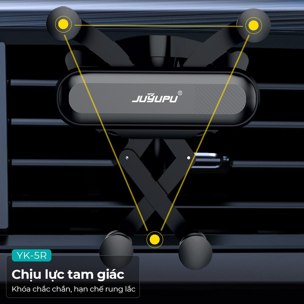 Giá đỡ điện thoại trên ô tô JUYUPU YK5R kẹp cửa điều hoà có mút chống trượt chịu lực tam giác cho xe ô tô xe tải