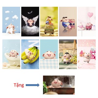 MUA 1 set TẶNG 1 tấm - Bộ decal Heo cute HD-PIG-005 phủ kim sa