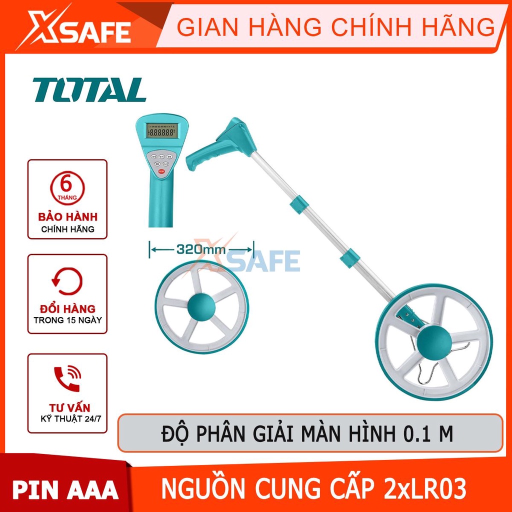 Thước lăn đo đường kỹ thuật số TOTAL TMT19923 phạm vi đo 0-99999,9m, màn hình kỹ thuật số và bộ nhớ hệ thống kép