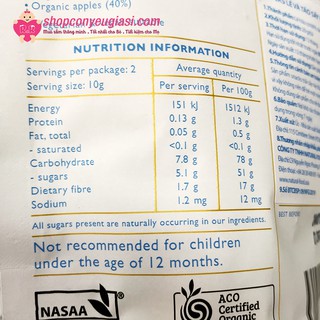 Snack Bellamy's Organic Lê Và Táo Sấy 20g
