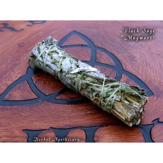 Bó lá xô thơm đen Sage Mugwort - Black Sage Smudge Incense 4"-5" Bundle