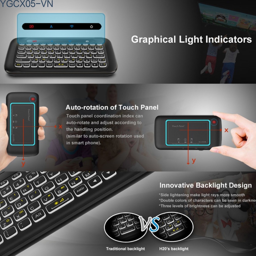 Bàn Phím Tích Hợp Cảm Ứng Thông Minh Thay Đổi Màu Sắc H20 2.4g | BigBuy360 - bigbuy360.vn