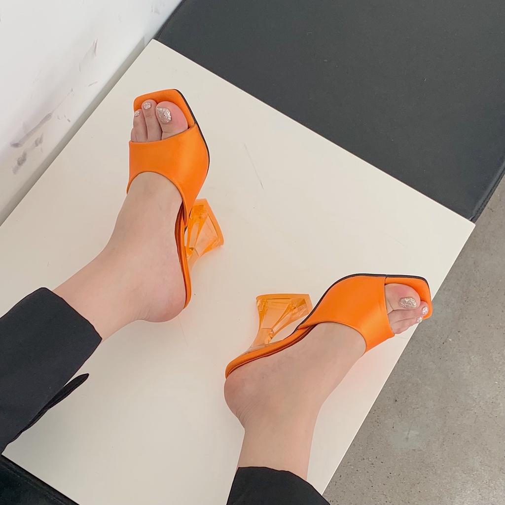 Giày cao gót mũi vuông chất liệu da thời trang thời thượng cho nữ 4.13 inch