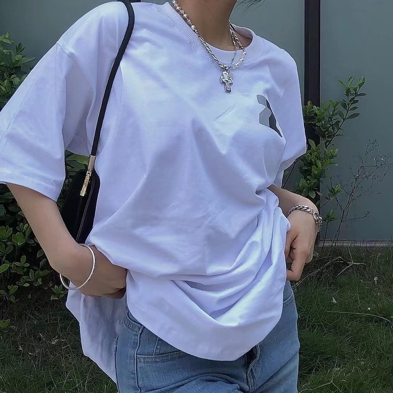 Áo Thun Tay Ngắn Dáng Rộng In Chữ Và Trái Tim Thời Trang Mùa Hè Mới Phong Cách Hàn Quốc Cho Nữ