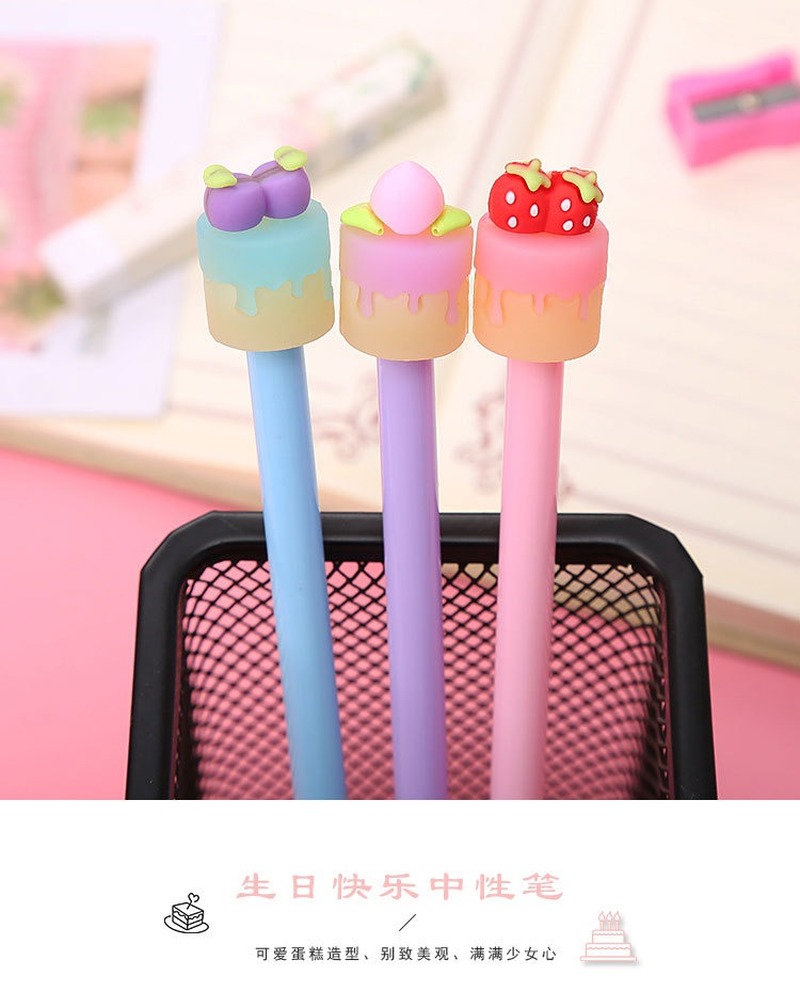 1 cái bánh sáng tạo bút trung tính sinh nhật đáng yêu bút nước phim hoạt hình nghiên cứu văn phòng phẩm đồ dùng văn phòng bút ký