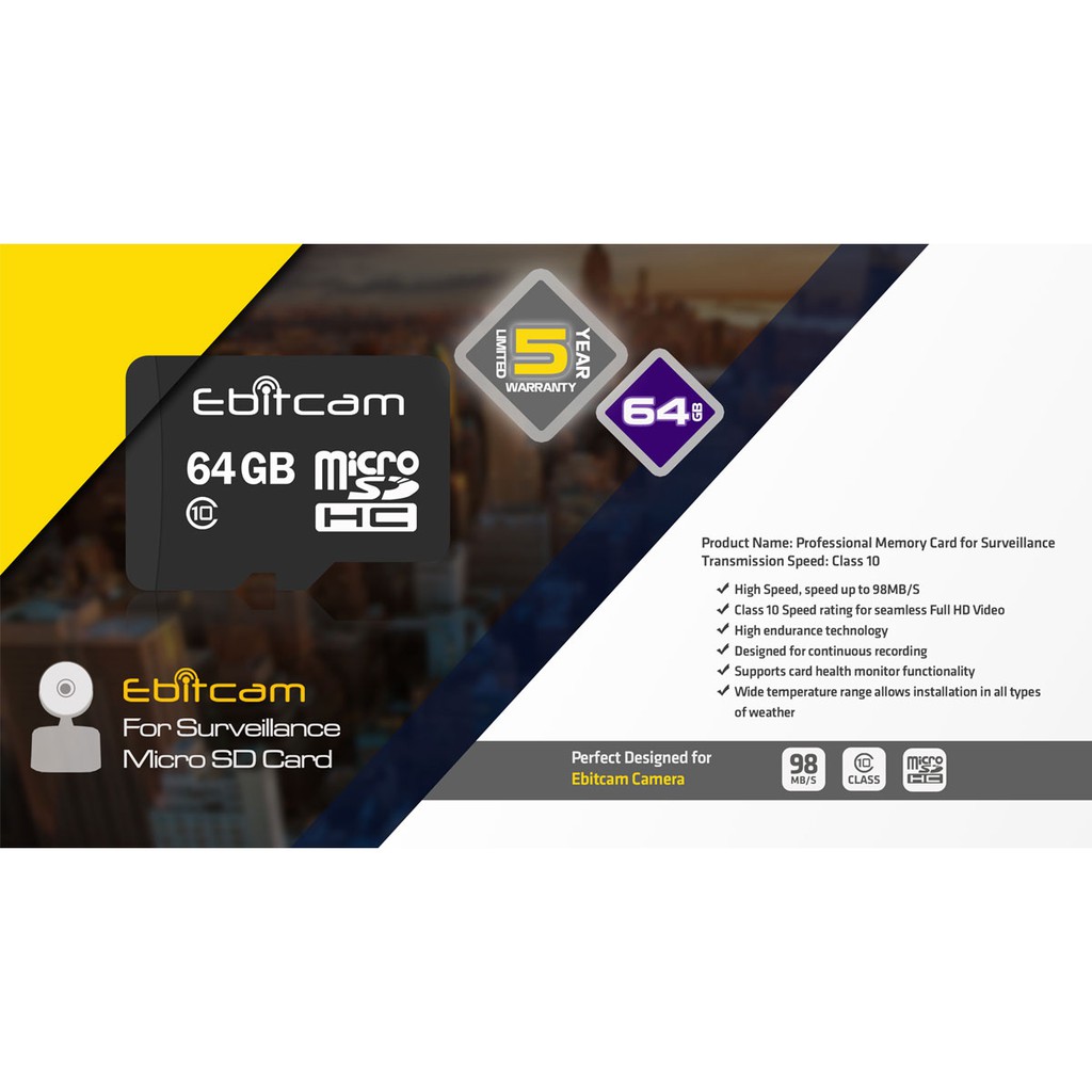 Thẻ Nhớ Ebitcam 64GB Tốc Độ Cao 98MB/S - Chính Hãng.