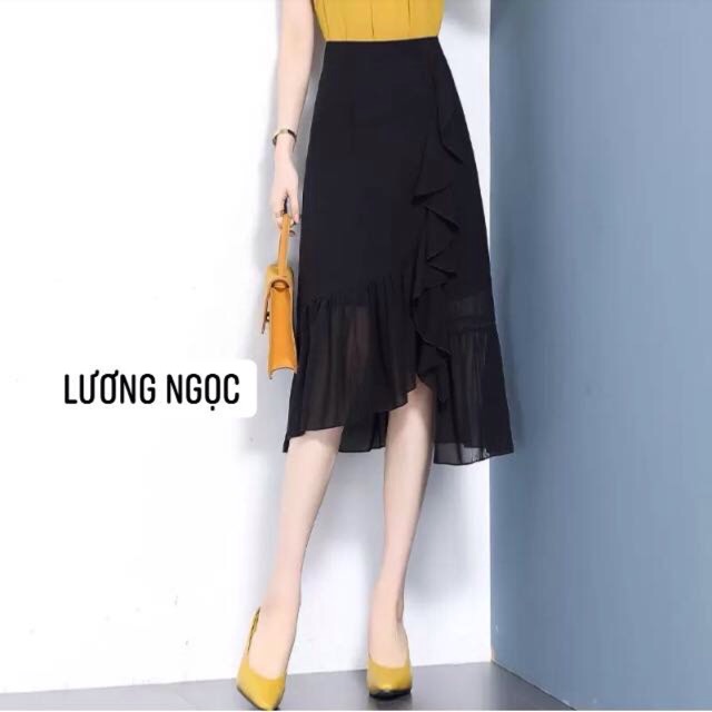 Chân váy chữ a phối voan