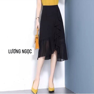 Chân váy chữ a phối voan