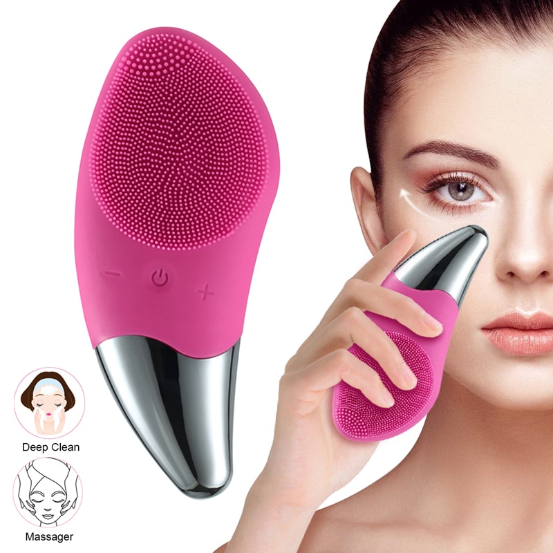 Electric Silicone Facial Cleanser Brush Face Cleaning Washing Sonic Vibration Massage Skin Blackheads Remover Pores Spot Cleaner