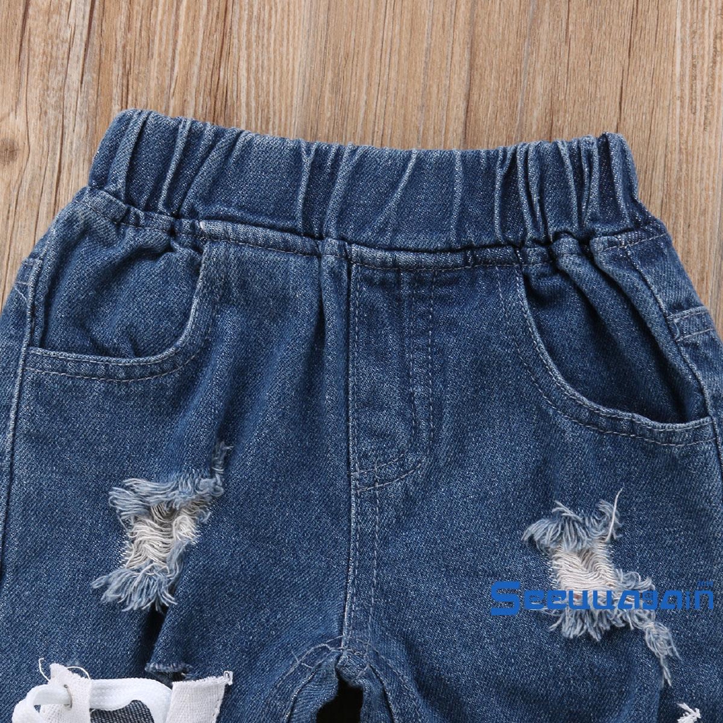 Quần Jeans Dài Phối Dây Cho Bé