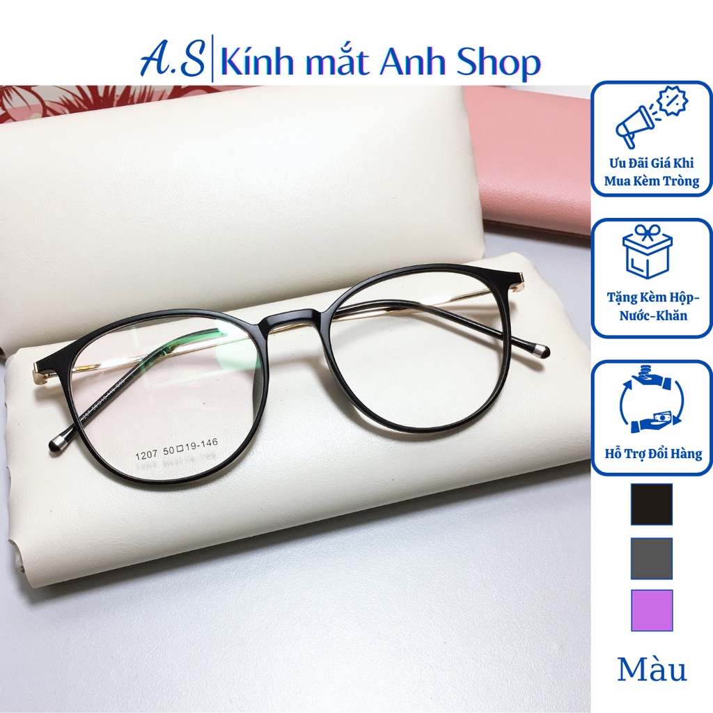 Kính tròn cỡ vừa nam nữ chất liệu nhựa dẻo phù hợp với nhiều khuôn mặt 1207