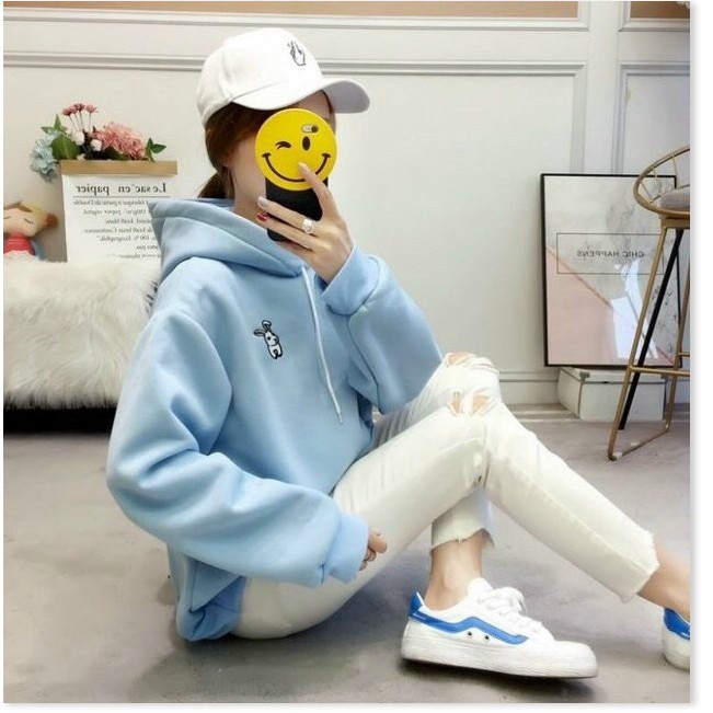 ÁO KHOÁC HOODIE TAI THỎ KIỂU DÁNG UNISEX CỰC ĐÁNG YÊU