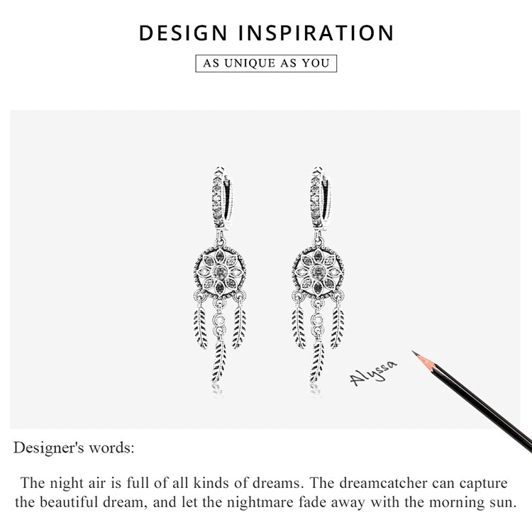 Khuyên Tai BAMOER Bằng Bạc 925 Thiết Kế Hình Dreamcatcher Thời Trang Cho Nữ