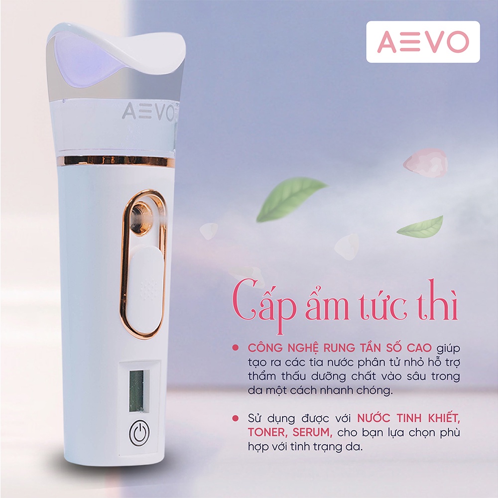 Máy phun sương tạo ẩm AEVO Nano Sprayer 5IN1 làm sạch da, cấp ẩm tức thì, phù hợp với mọi loại da