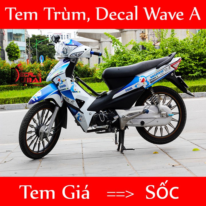 Tem Trùm Wave Doremon Xanh Trắng Loang