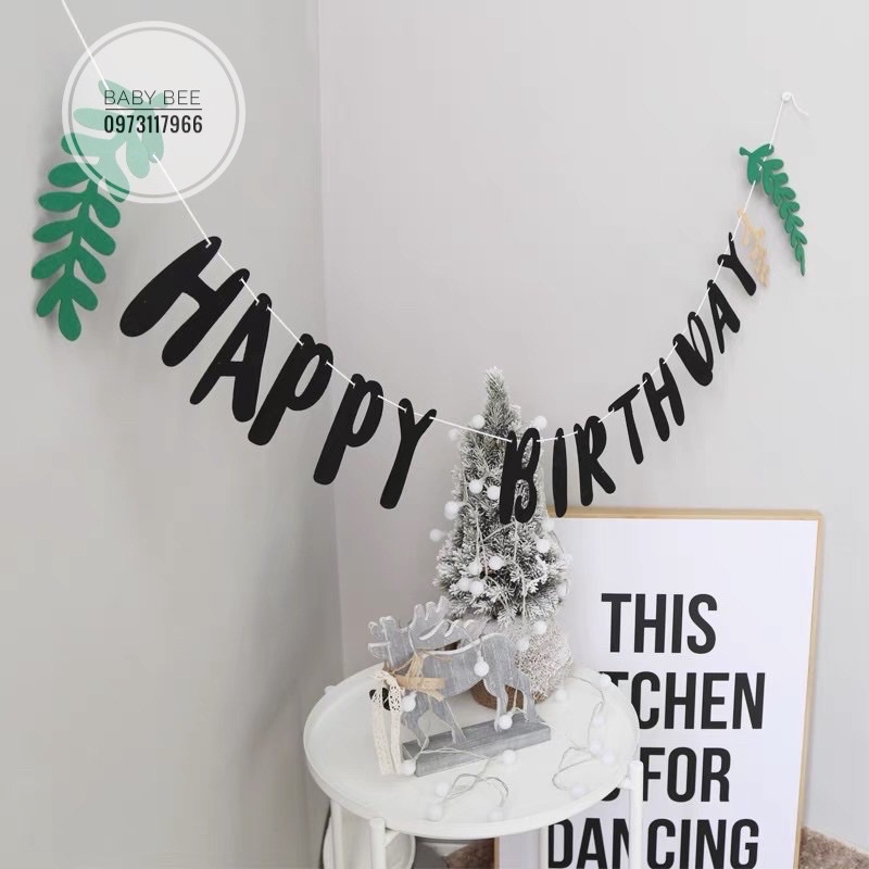 Dây Chữ HAPPY BIRTHDAY Vải Dạ Phong Cách Hàn Quốc