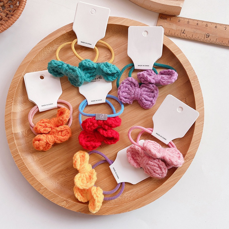 Set 2 dây buộc tóc cao su acrylic màu trơn 6 màu dễ thương cho bé gái