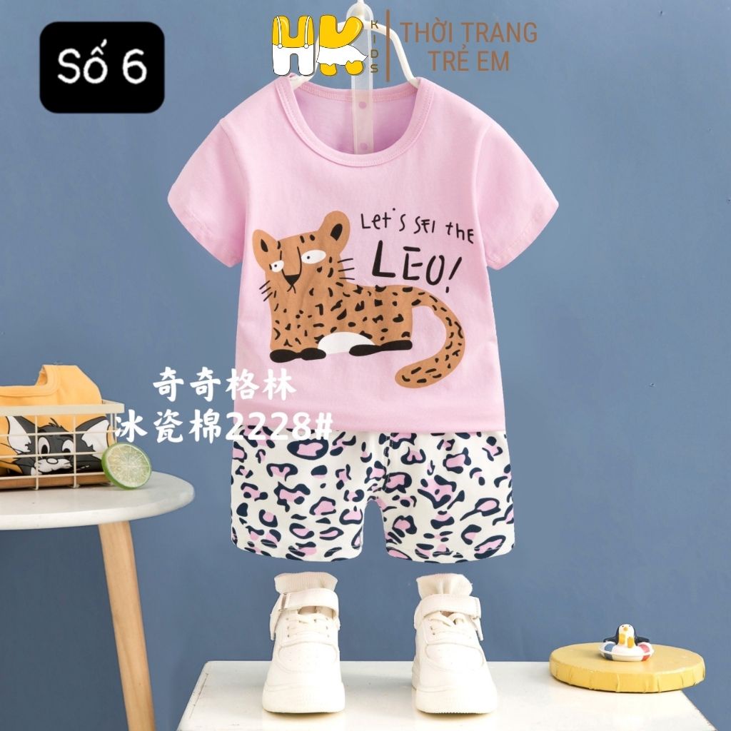 Bộ quần áo cộc tay bé gái Size đại HK KIDS, bộ đồ ngắn tay cotton mềm mát size cho bé từ 8-10 tuổi