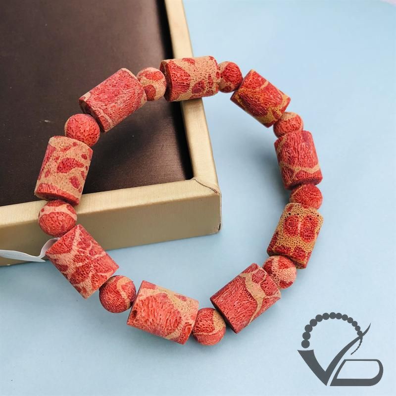 Vòng tay San hô đỏ kiểu Đốt Trúc để Thô Mộc - Lách tay đá San hô phong thủy nhiều kích cỡ  CNC VĂN BÉ