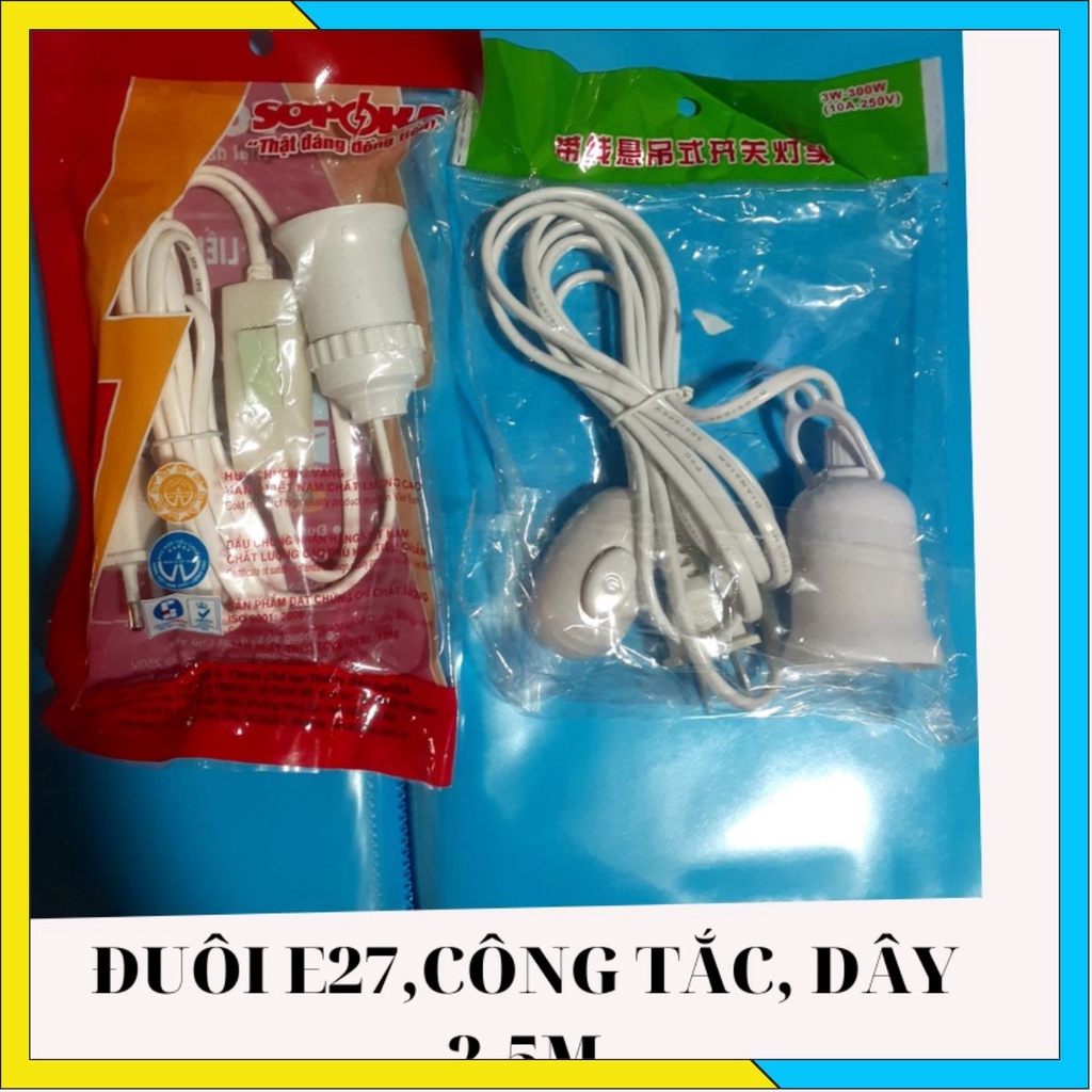 Đuôi Đèn Lõi Đồng Có Công Tắc + Liền Dây Dài 2.5m Hàng Xịn